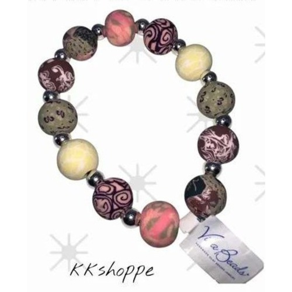 Boho Clay Bead Bracelet Viva Beads New Harvest Stretch‎ Bracelet NWT